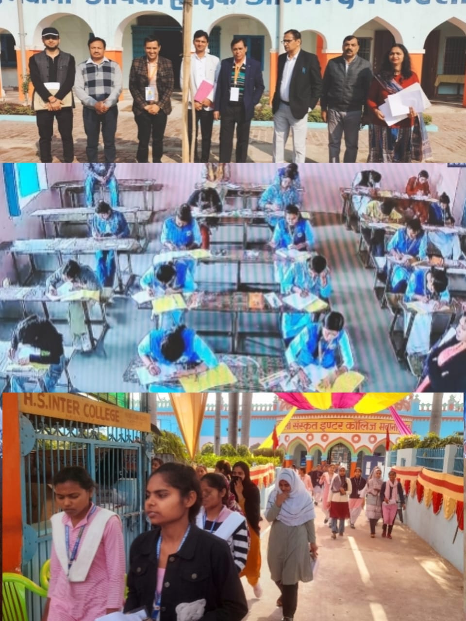 ए एस इंटर कॉलेज मवाना मेरठ में बोर्ड परीक्षा के दौरान छात्र-छात्राओं पर पुष्प वर्षा की गई।