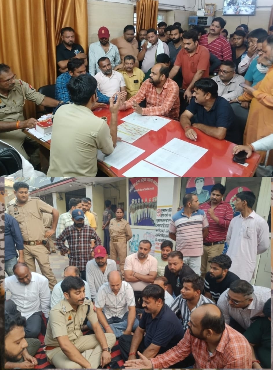 मवाना के व्यापारियों ने संप्रदाय विशेष के द्वारा मारपीट करने को लेकर मवाना कोतवाली में किया धरना प्रदर्शन :
