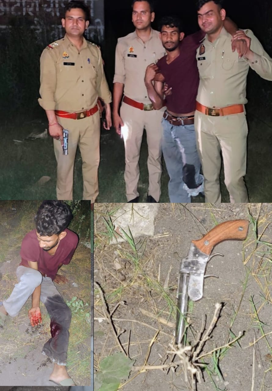 मवाना में हुए गोलीकांड को लेकर मवाना पुलिस द्वारा मुठभेड़ में एक घायल दो गिरफ्तार अपराधियों के पास से एक 315 का तमंचा वह 1000 कारतूस बरामद :
