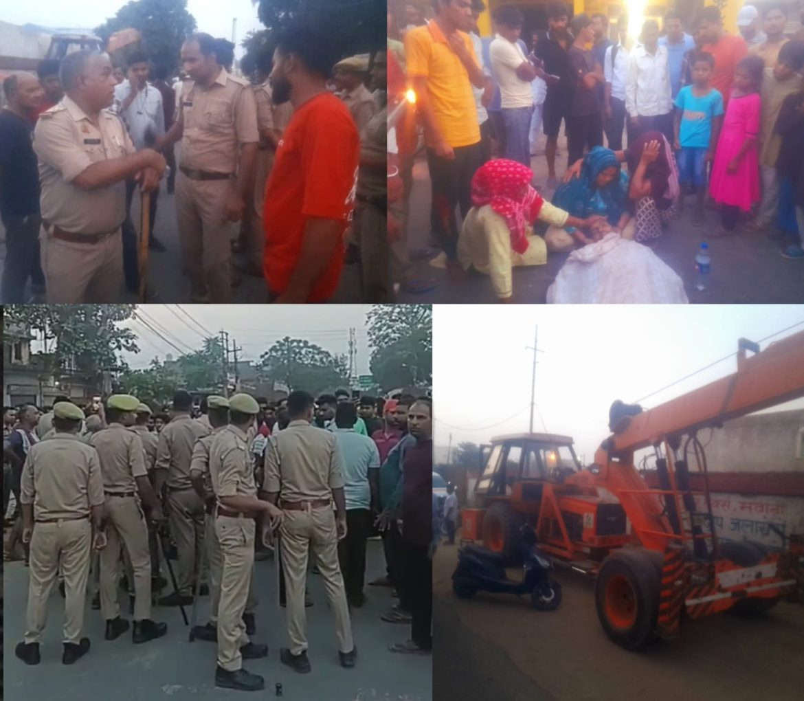 मवाना में दर्दनाक सड़क हादसा: क्रेन की चपेट में आने से साइकिल सवार 48 वर्षीय युवक की मौत, ग्रामीणों ने लगाया जाम :